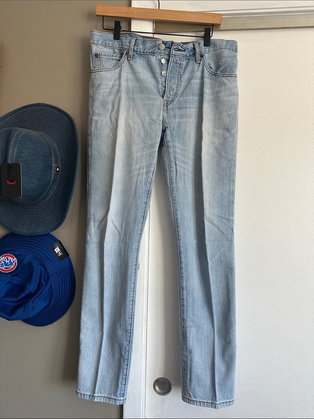 Levi's 501 Light Wash Straight Leg Jeans with Button Fly